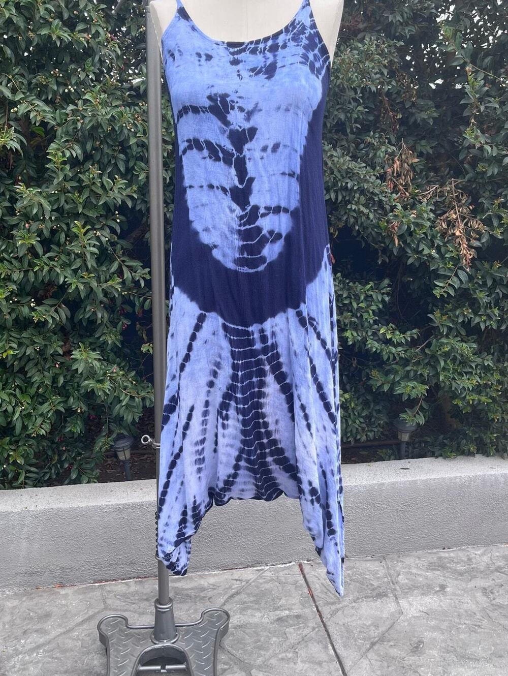 Cute Options Blue Tie Dye Wide Leg Jumpsuit Small Boho  Handkerchief